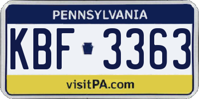PA license plate KBF3363