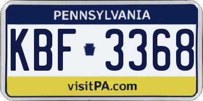 PA license plate KBF3368