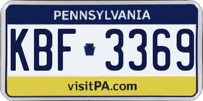 PA license plate KBF3369