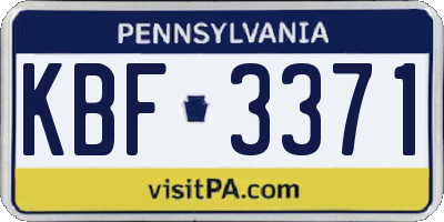 PA license plate KBF3371