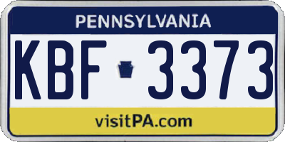 PA license plate KBF3373