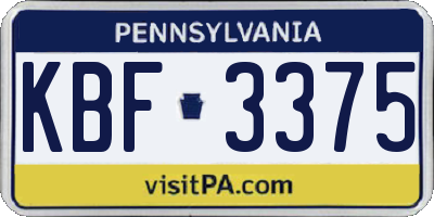 PA license plate KBF3375