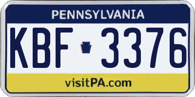 PA license plate KBF3376