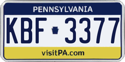 PA license plate KBF3377