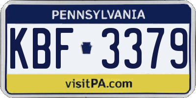 PA license plate KBF3379