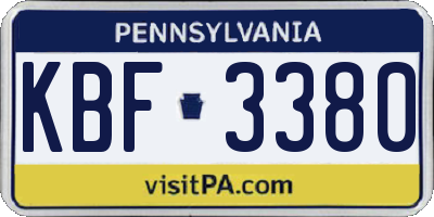 PA license plate KBF3380