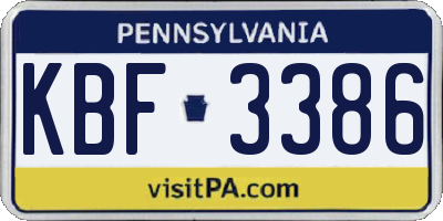 PA license plate KBF3386