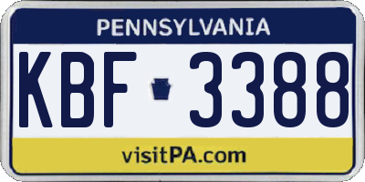 PA license plate KBF3388