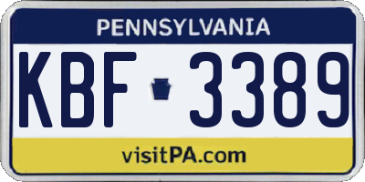 PA license plate KBF3389