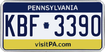 PA license plate KBF3390
