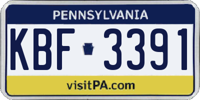 PA license plate KBF3391