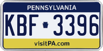PA license plate KBF3396