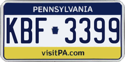 PA license plate KBF3399