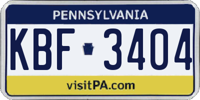PA license plate KBF3404