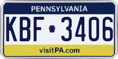 PA license plate KBF3406