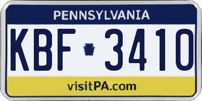 PA license plate KBF3410