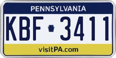 PA license plate KBF3411