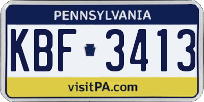 PA license plate KBF3413