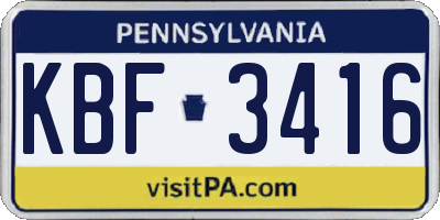 PA license plate KBF3416