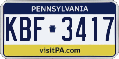 PA license plate KBF3417