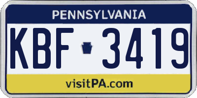 PA license plate KBF3419
