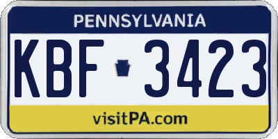 PA license plate KBF3423