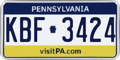 PA license plate KBF3424