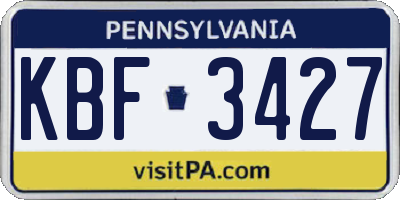 PA license plate KBF3427