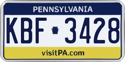 PA license plate KBF3428