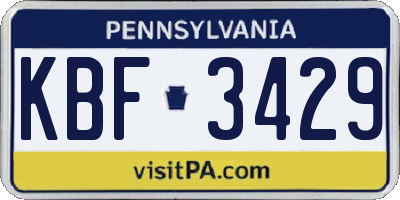 PA license plate KBF3429