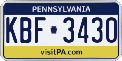 PA license plate KBF3430