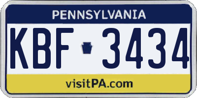 PA license plate KBF3434
