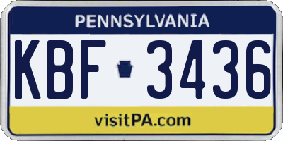 PA license plate KBF3436