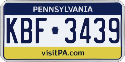 PA license plate KBF3439