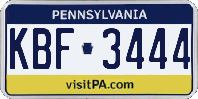 PA license plate KBF3444