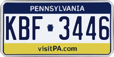 PA license plate KBF3446
