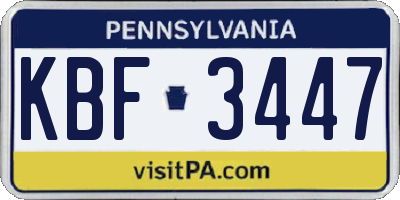 PA license plate KBF3447