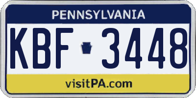 PA license plate KBF3448