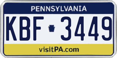PA license plate KBF3449