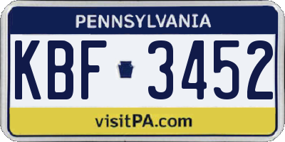 PA license plate KBF3452