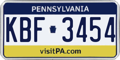 PA license plate KBF3454