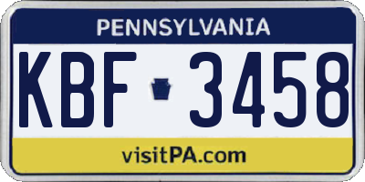 PA license plate KBF3458