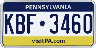 PA license plate KBF3460