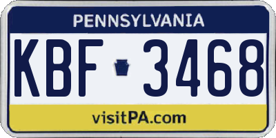 PA license plate KBF3468