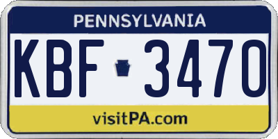 PA license plate KBF3470