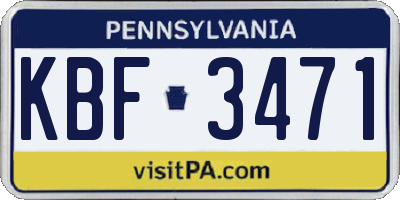 PA license plate KBF3471
