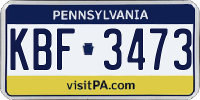PA license plate KBF3473