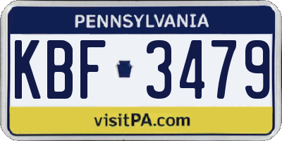 PA license plate KBF3479