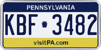 PA license plate KBF3482