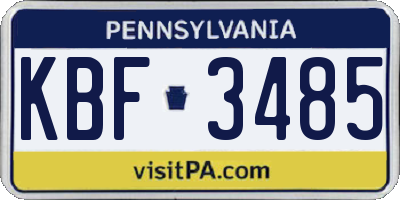 PA license plate KBF3485